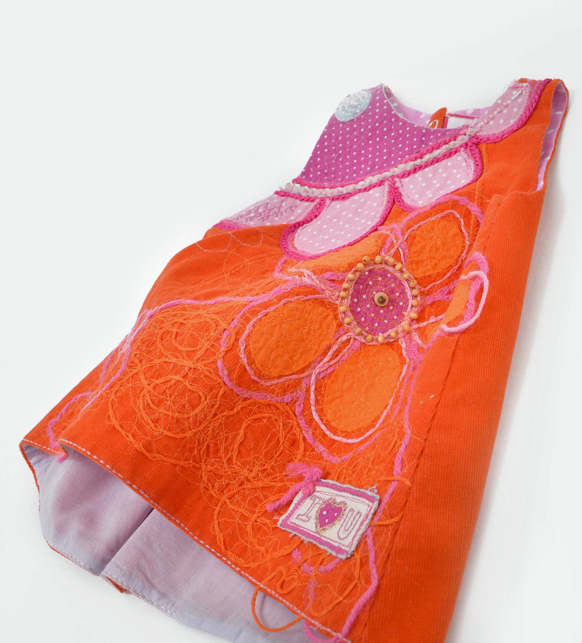 ORANGE APPLIQUE FLOWER BABY DRESS