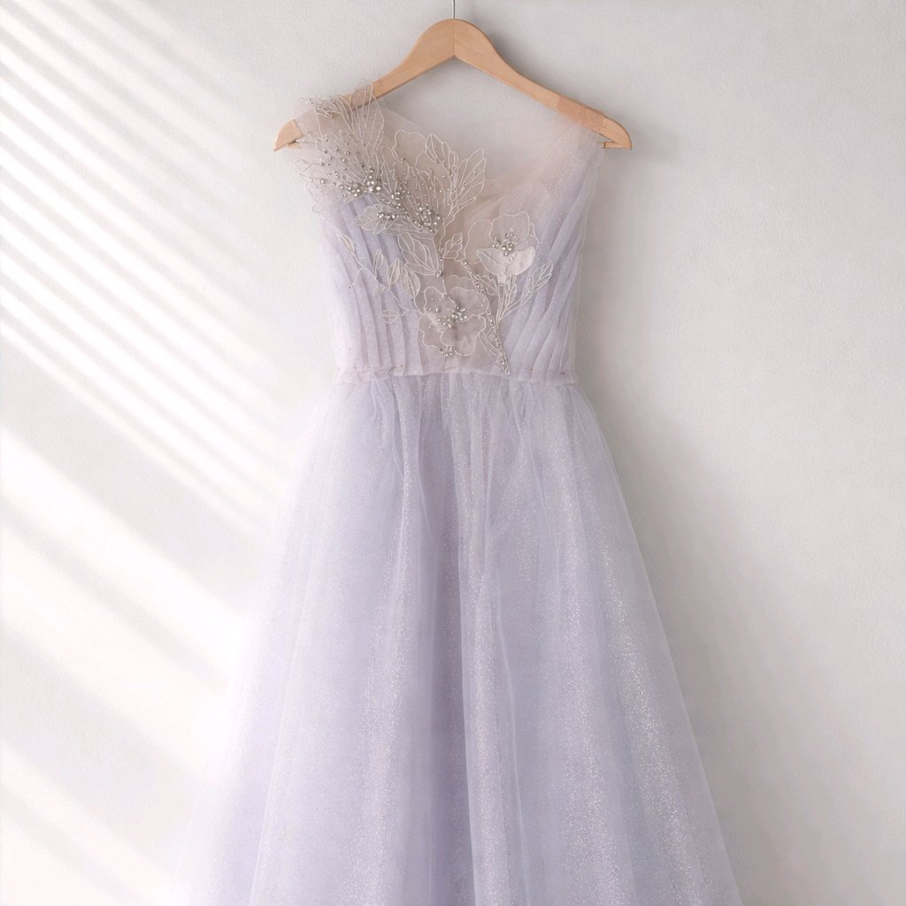 SPAKLE WHITE SILVER FLOWERGIRL DRESS