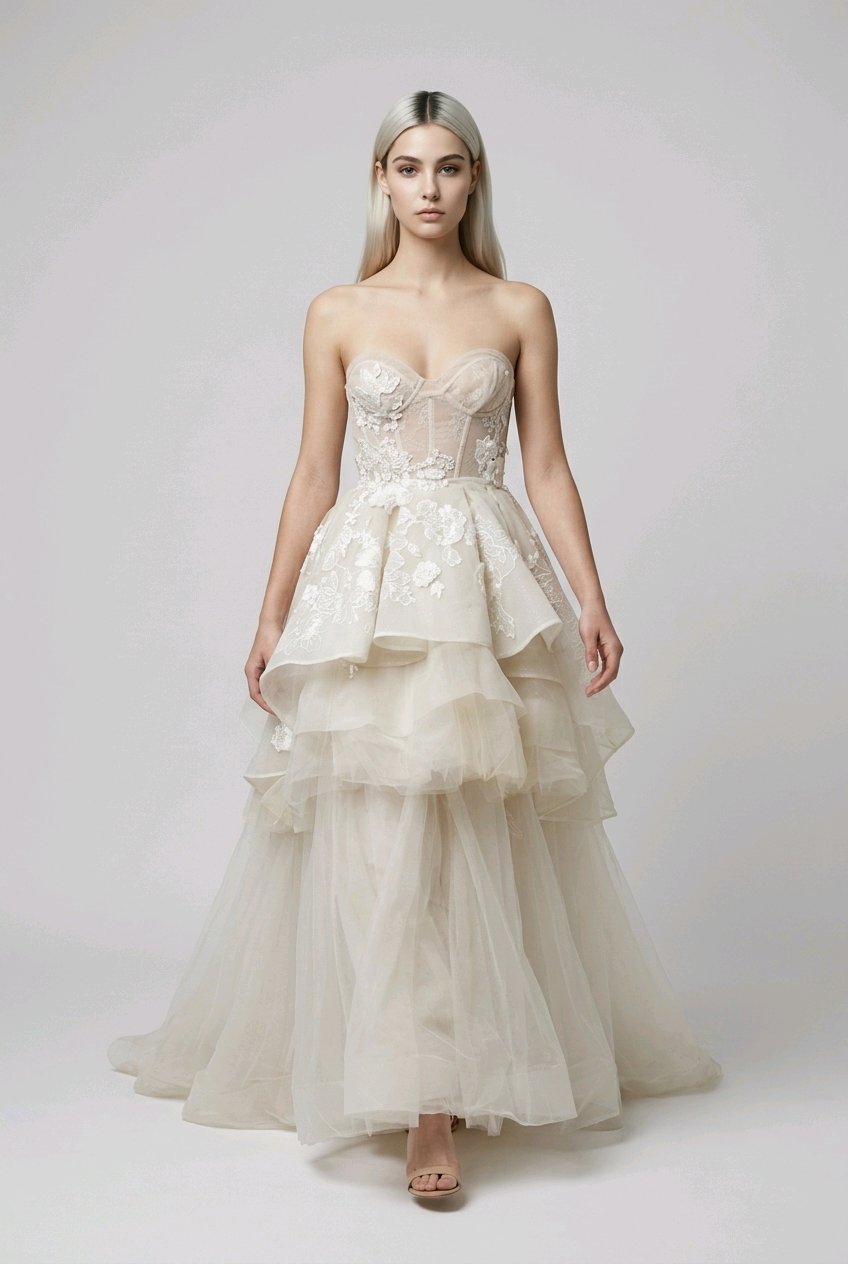 BRIDAL IVORY CORSET TWO PART GOWN