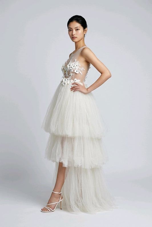 MAMA MIA IVORY VOALS TULLE BRIDAL DRESS