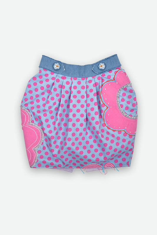 EMBROIDERED LIGHT PURPLE DOTS COTTON SKIRT