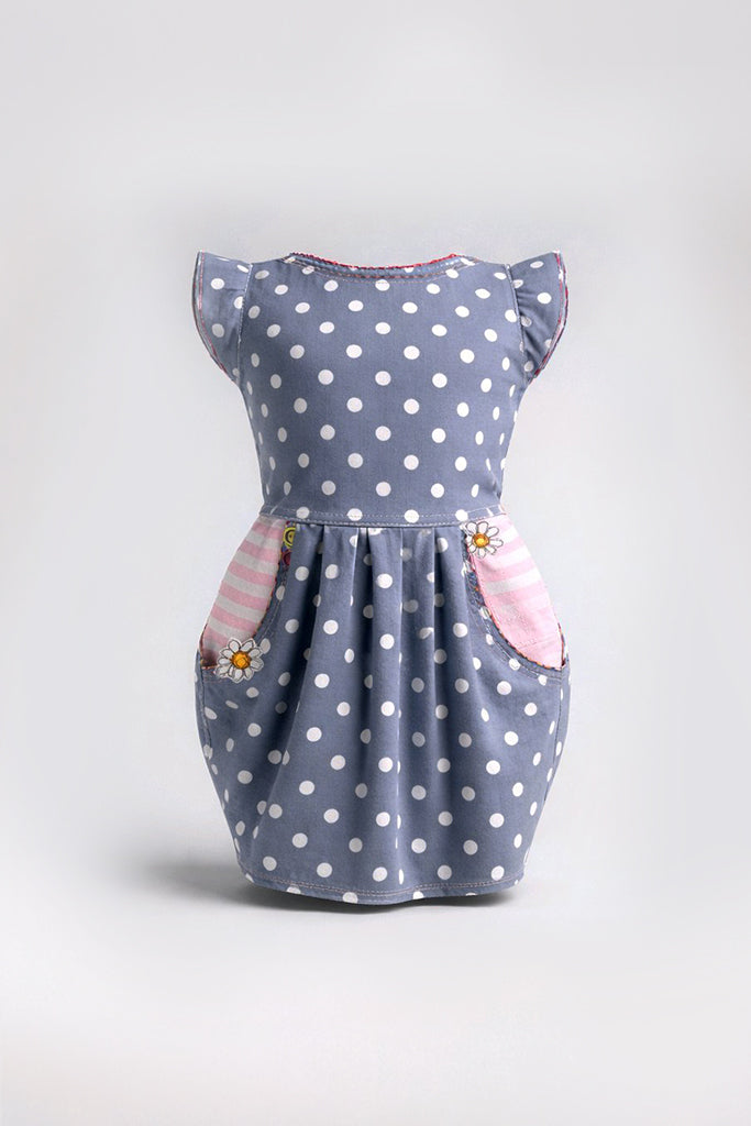DENIM COTTON DOTS DRESS