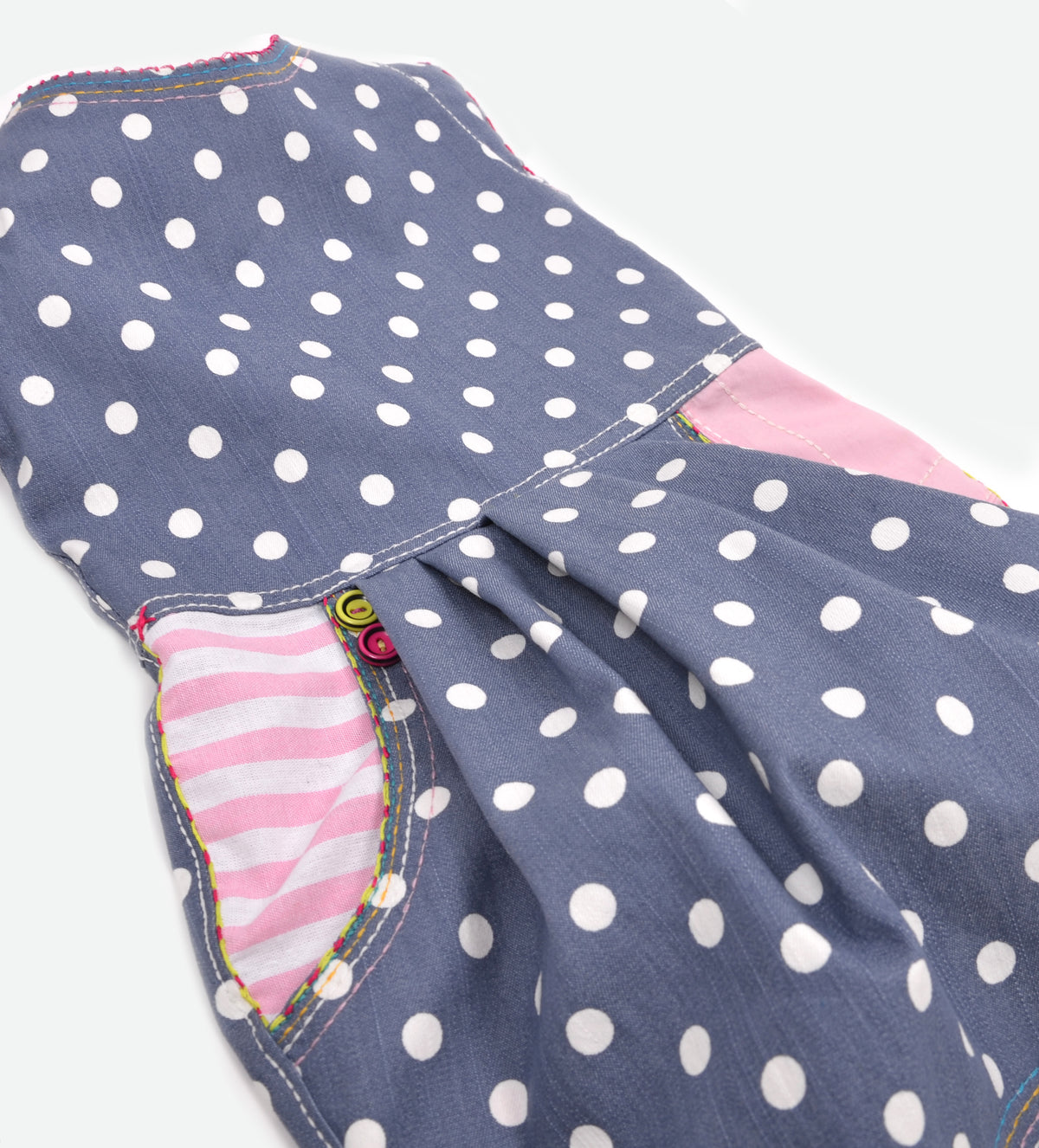 DENIM COTTON DOTS DRESS