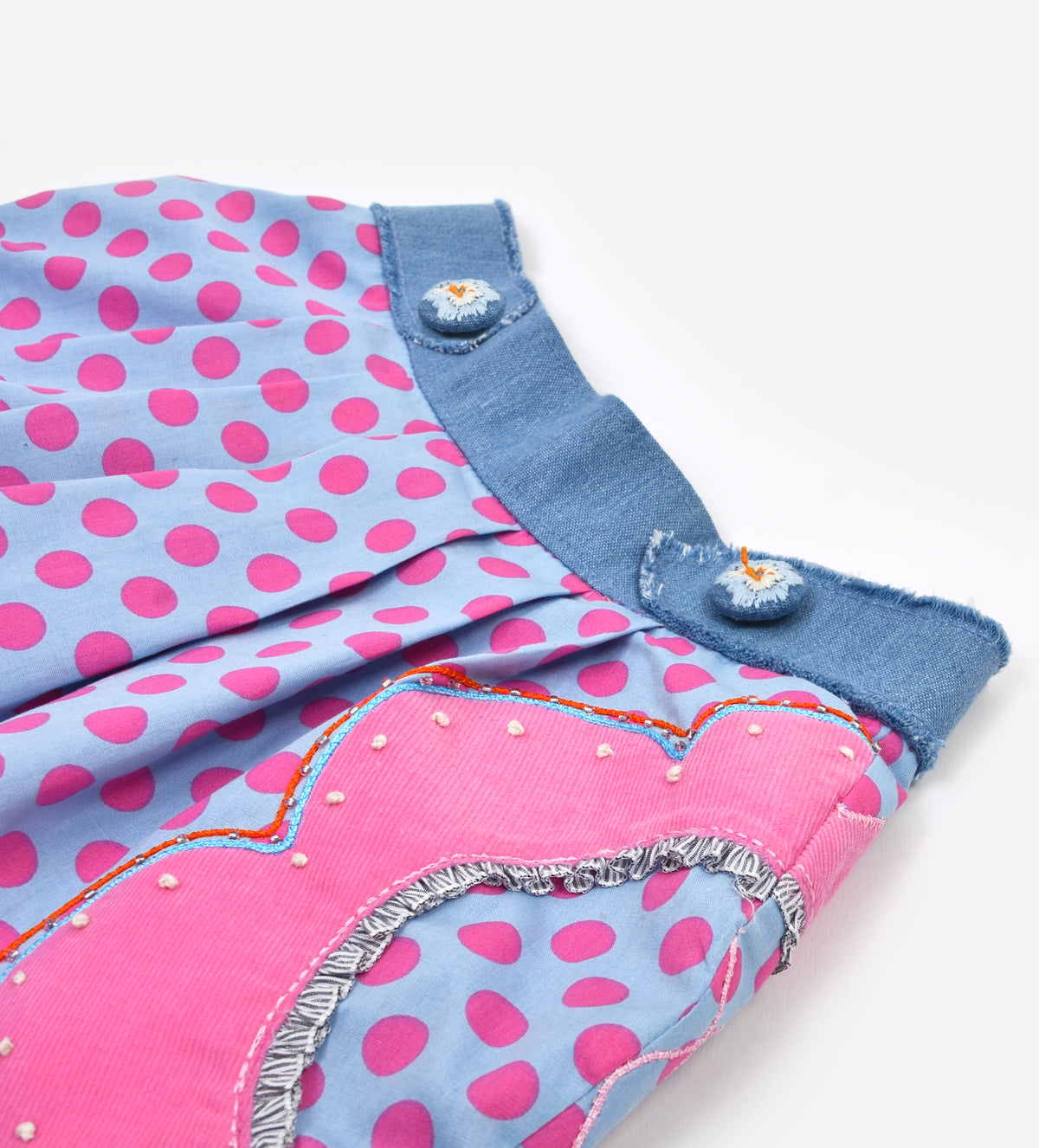 EMBROIDERED LIGHT PURPLE DOTS COTTON SKIRT