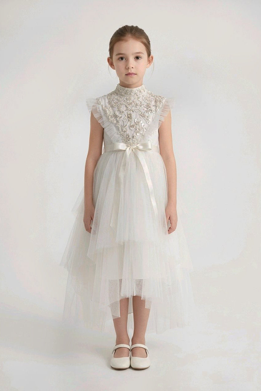 WHITE LACE FLOWERGIRL DRESS