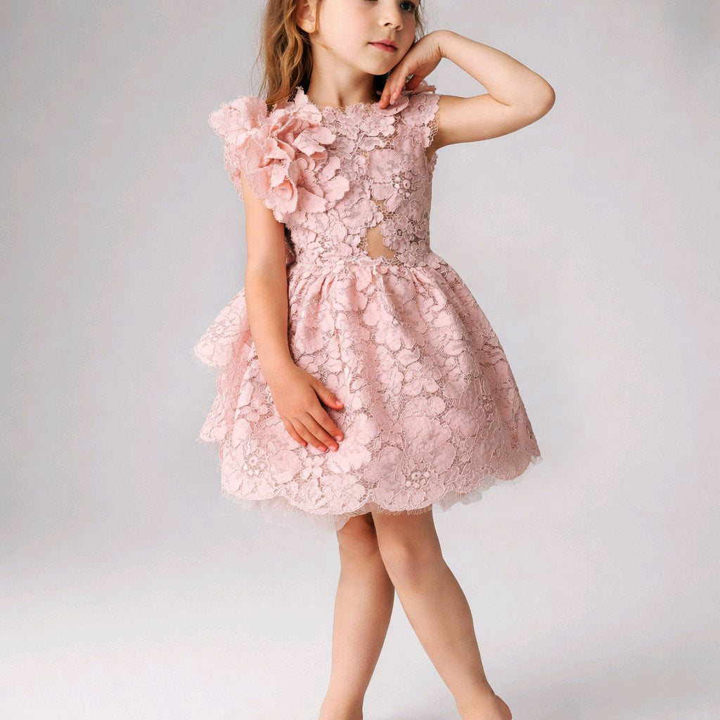 COUTURE BLUSH LACE DRESS
