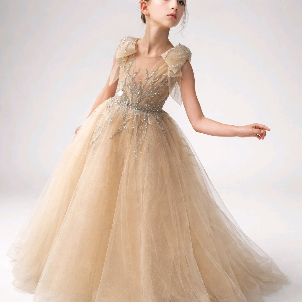 GOLD BLUSH FLOWERGIRL GOWN