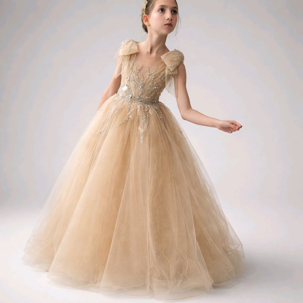 GOLD BLUSH FLOWERGIRL GOWN