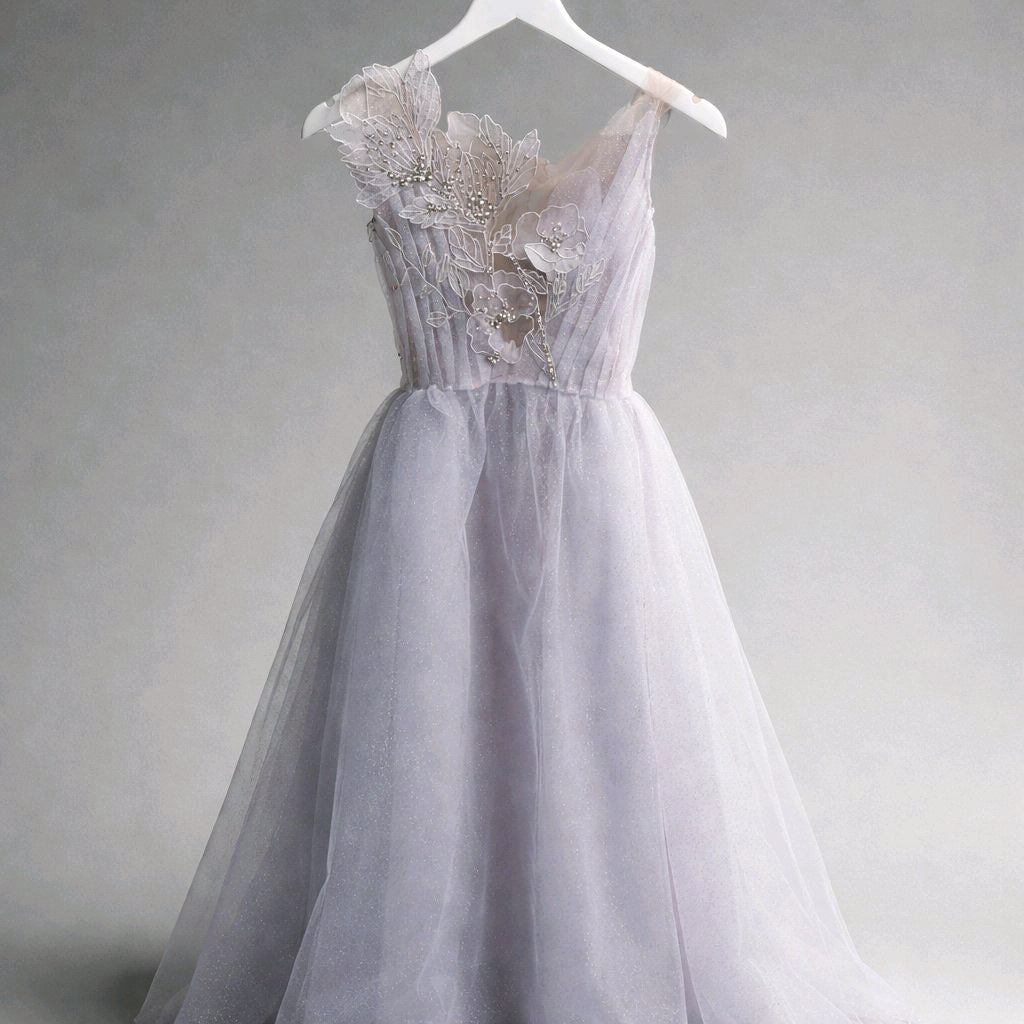 SPAKLE WHITE SILVER FLOWERGIRL DRESS