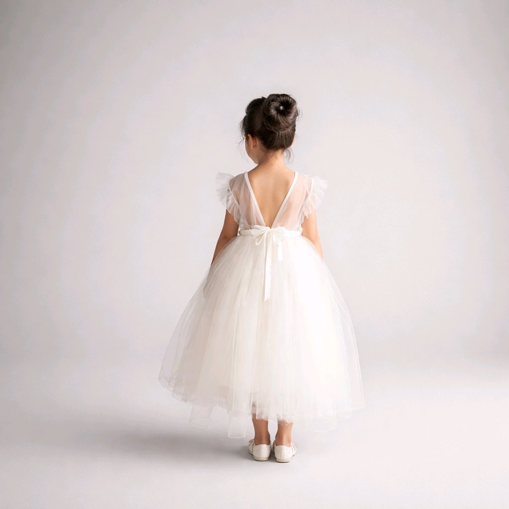 WHITE LACE FLOWERGIRL DRESS