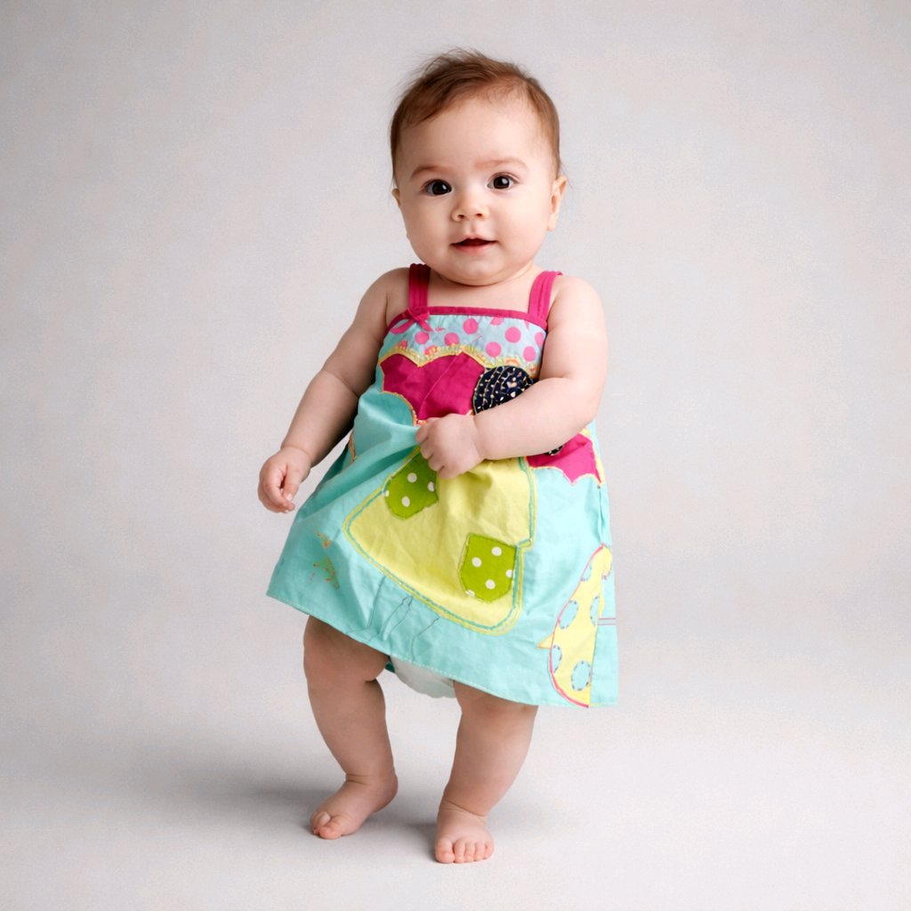 SKY BLUE APPLIQUE COTTON BABY DRESS