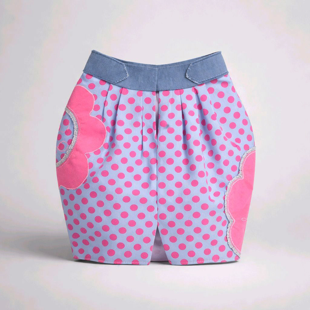 EMBROIDERED LIGHT PURPLE DOTS COTTON SKIRT