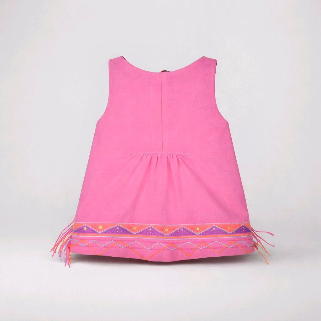 PINK JEANS APPLIQUE BABY DRESS