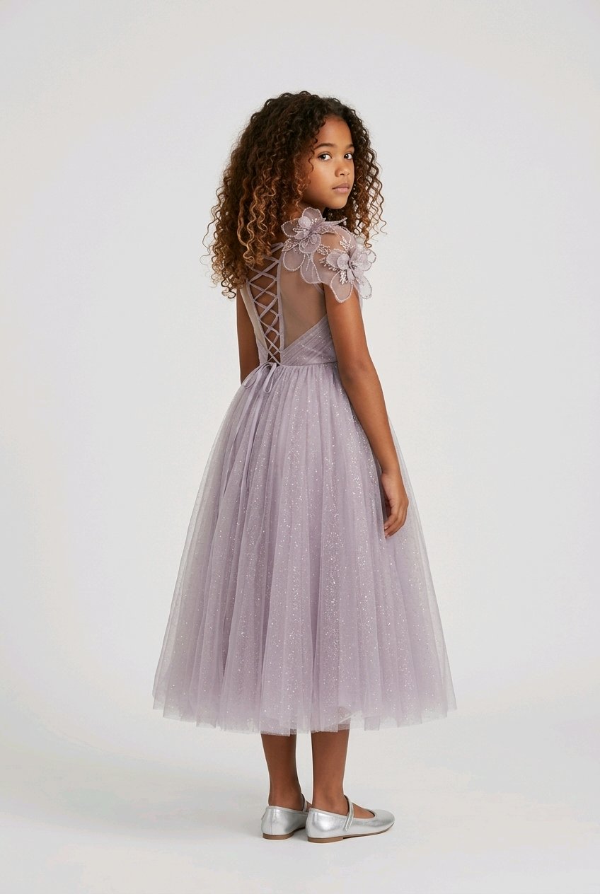 LAVANDEL GOLD FLOWERGIRL DRESS
