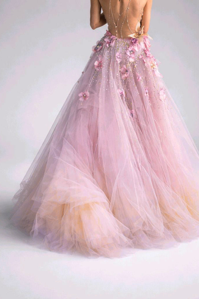 BRIDAL LAVANDEL EMBROIDERED FLOWERS BALL GOWN