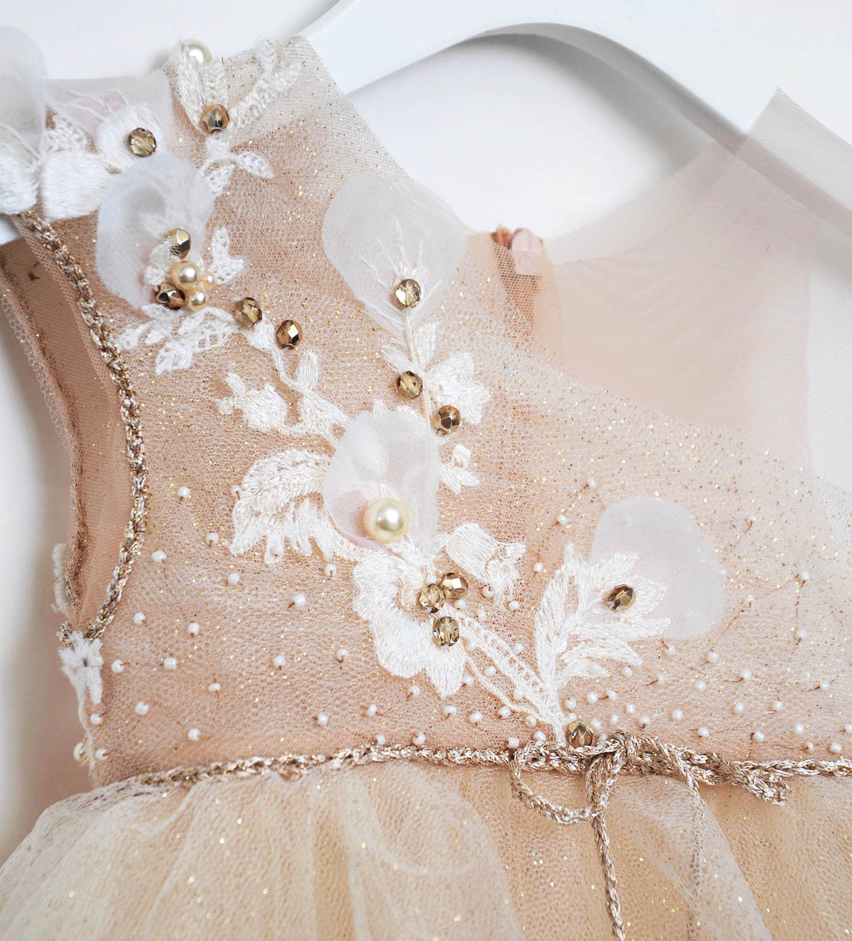 SPARKLE GOLD NUDE BABY DRESS