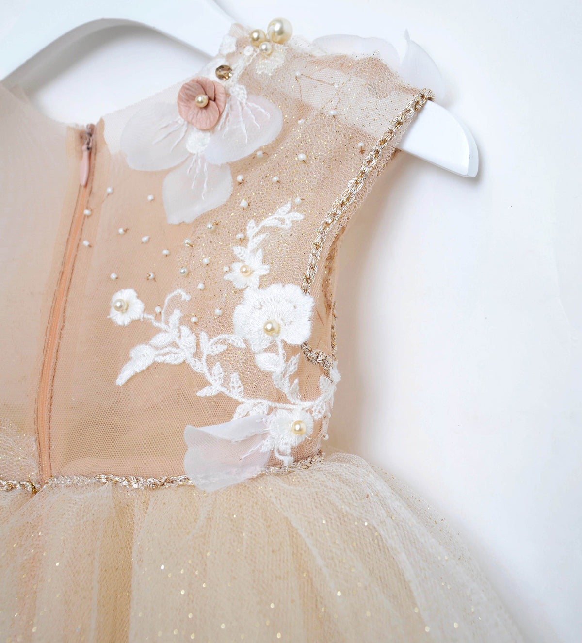 SPARKLE GOLD NUDE BABY DRESS