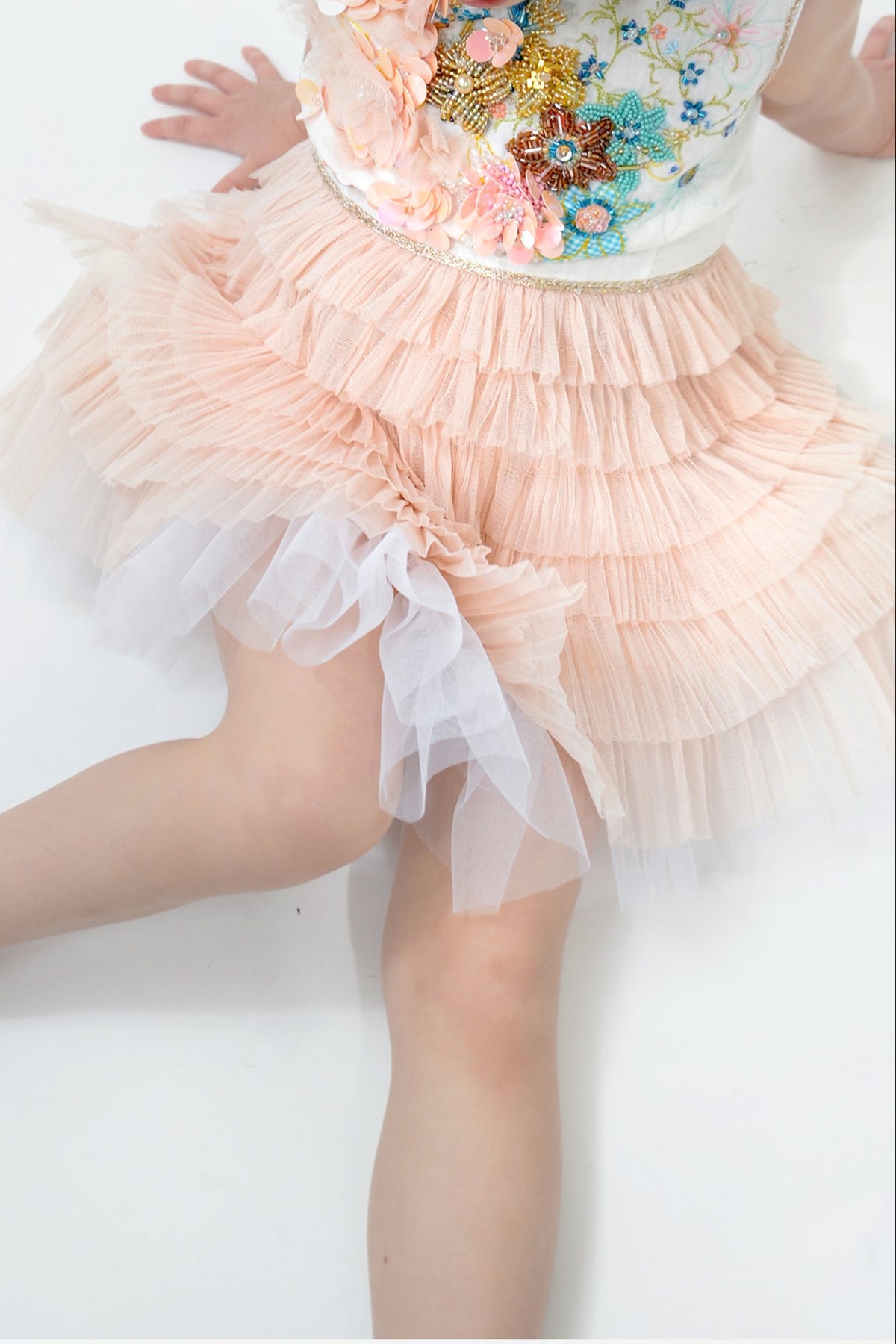 APRICOT GOLD LAYERED SKIRT BIRTHDAY DRESS