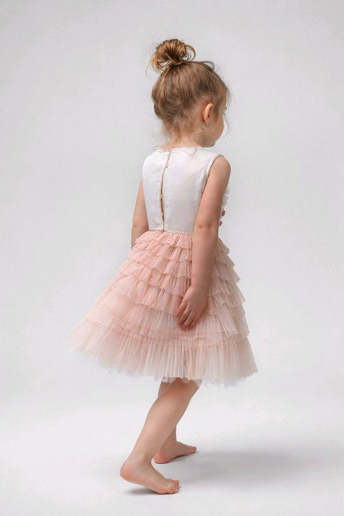 APRICOT GOLD LAYERED SKIRT BIRTHDAY DRESS