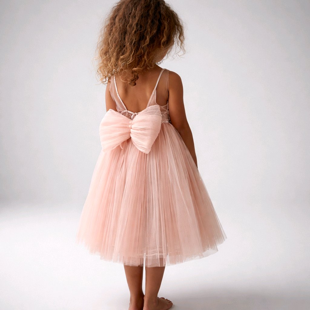 EMBROIDERED BLUSH LACE FLOWERGIRL DRESS