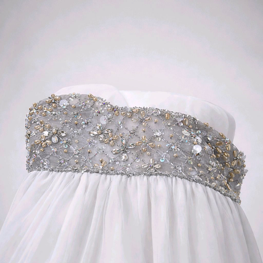 FLOWERGIRL WHITE SWAROWSKI SILVER EMBROIDERED WEDDING-BIRTHDAY DRESS