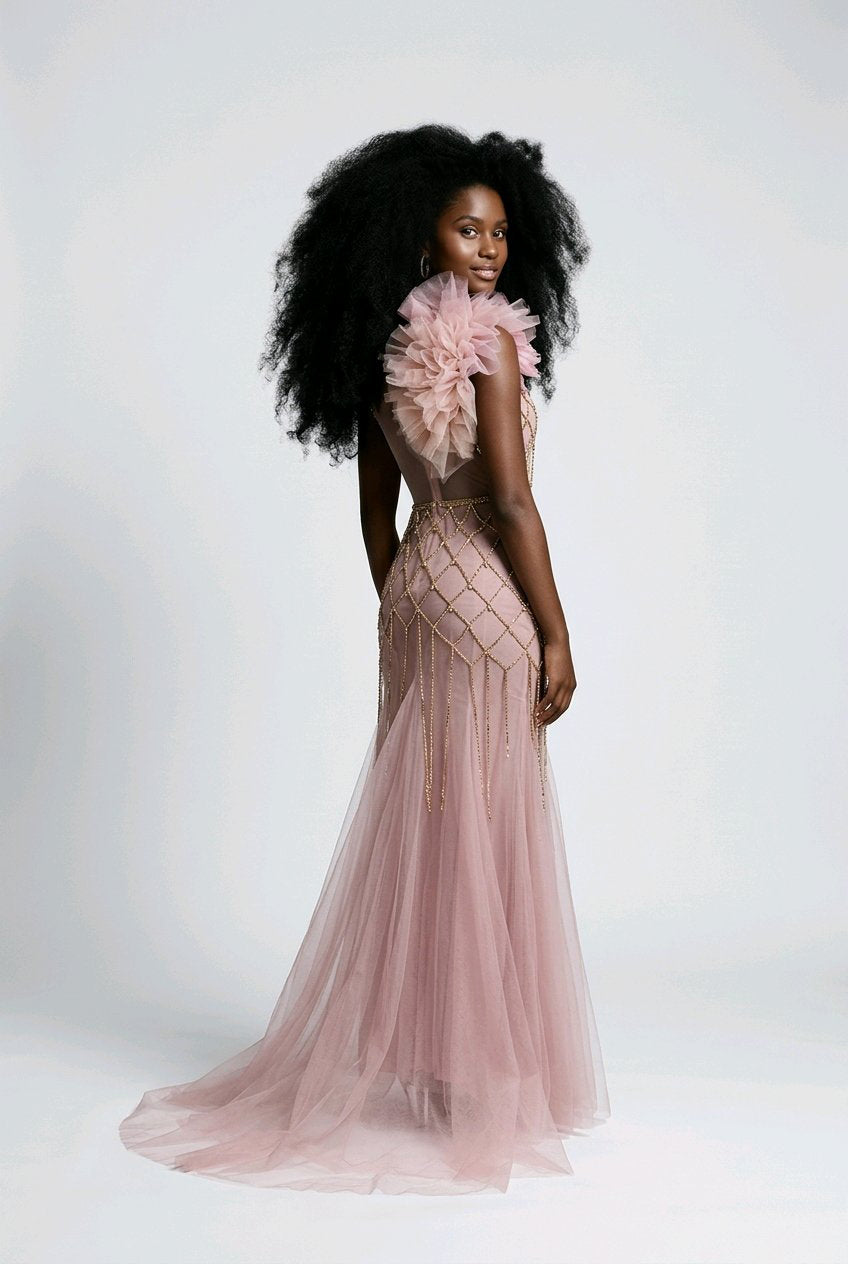 BLUSH BRIDAL GOLD EMBROIDERED COUTURE GOWN