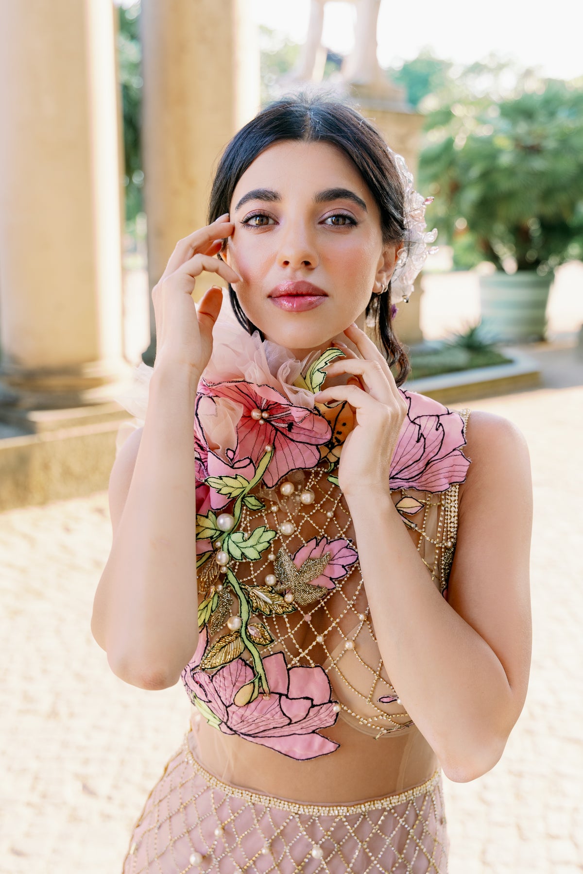 BLUSH BRIDAL GOLD EMBROIDERED COUTURE GOWN
