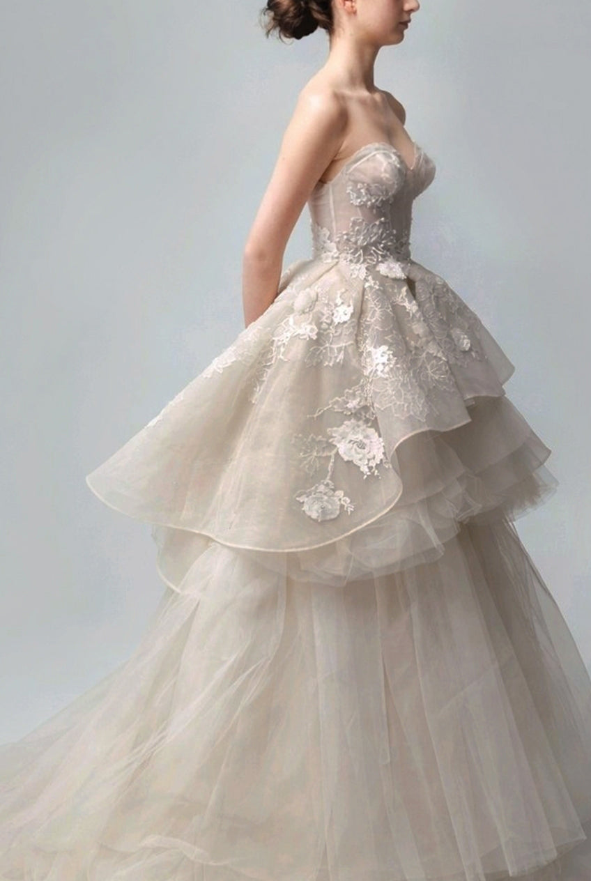 BRIDAL IVORY CORSET TWO PART GOWN