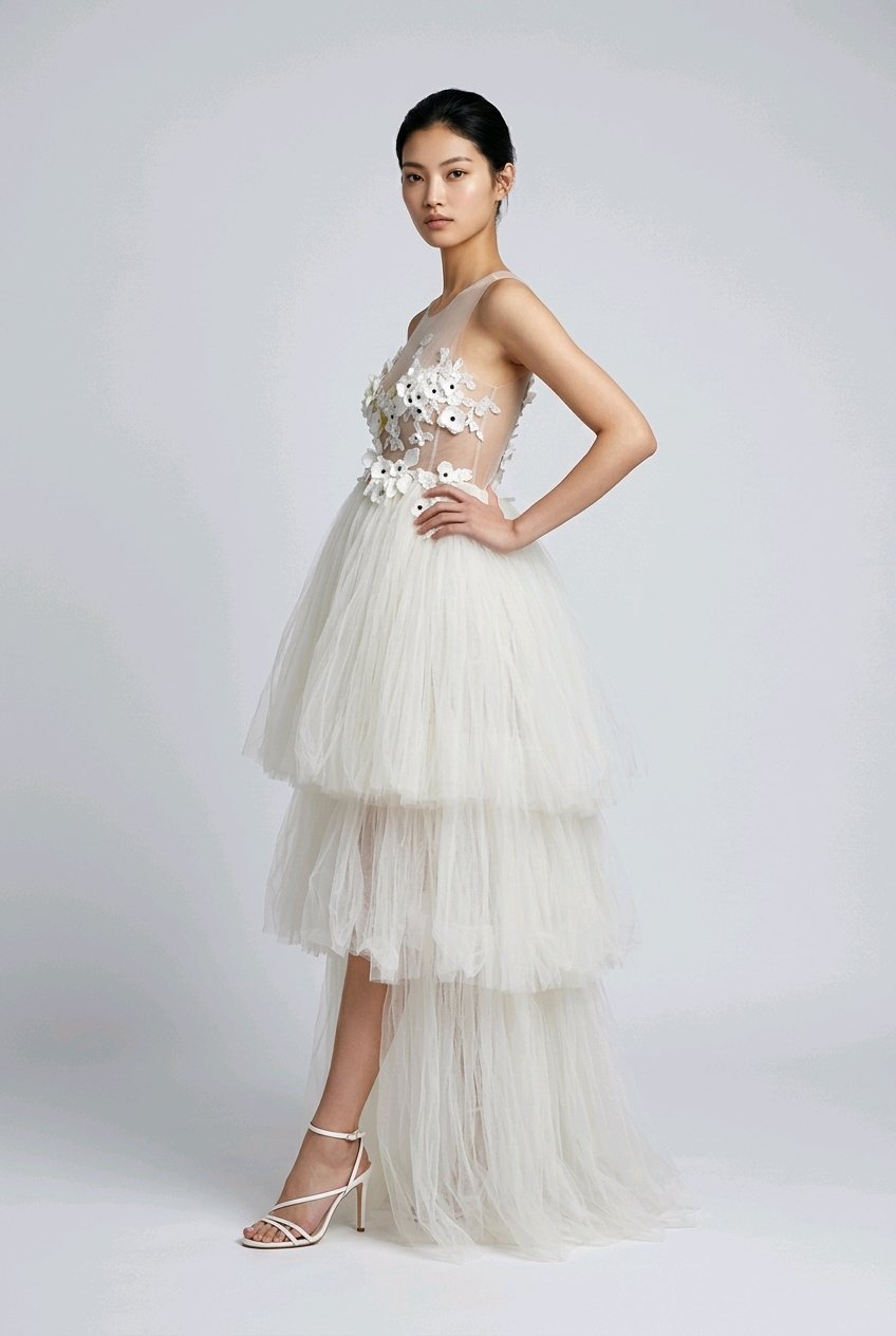 MAMA MIA IVORY VOALS TULLE BRIDAL DRESS