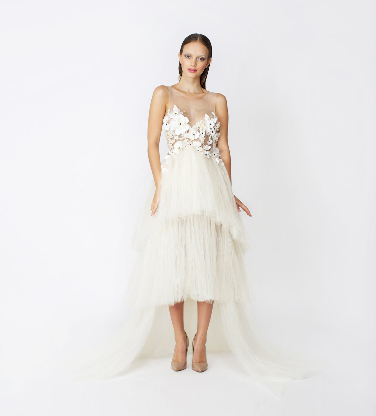 MAMA MIA IVORY VOALS TULLE BRIDAL DRESS