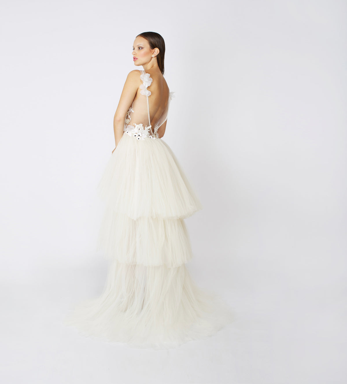 MAMA MIA IVORY VOALS TULLE BRIDAL DRESS