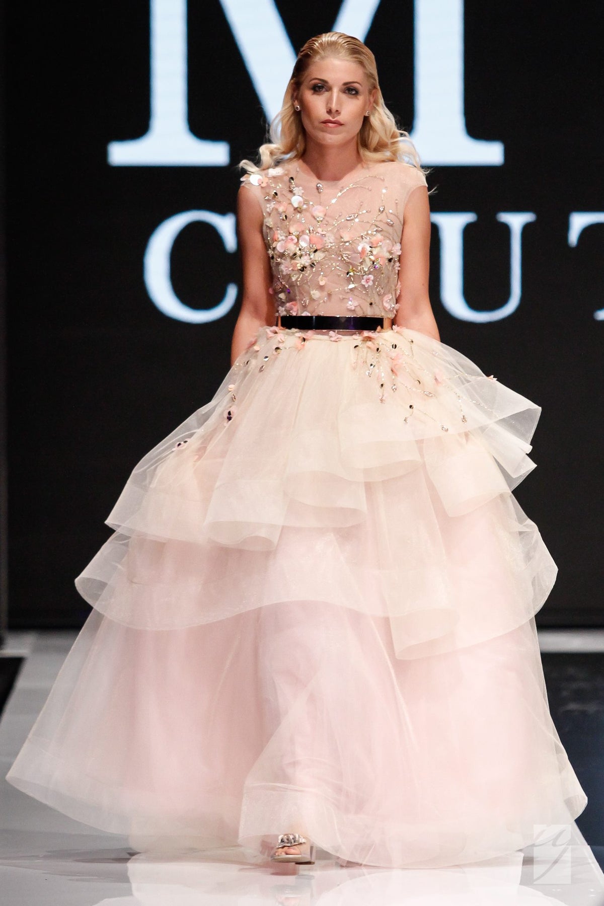 NUDE BLUSH MIXED VOALS TULLE BRIDAL GOWN